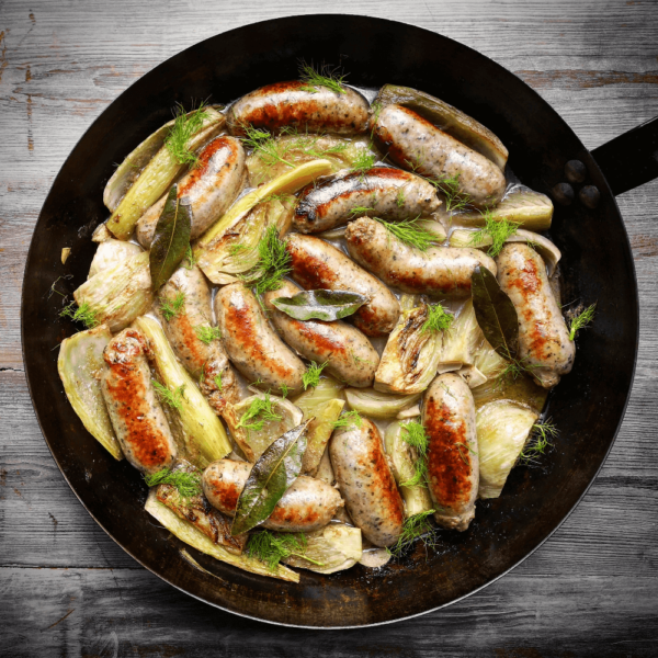 Hepburn’s Cumberland Sausages and Fennel braised in Cider